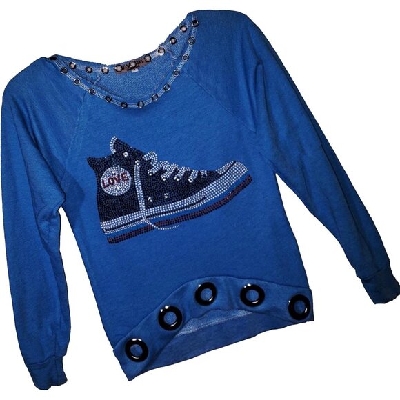 LOVE Sneaker Girl's Blue Sweatshirt - Picture 1 of 5